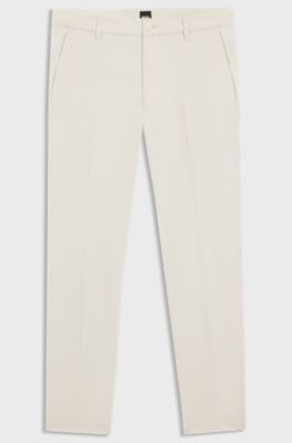 Regular-fit trousers in comfort satin, White