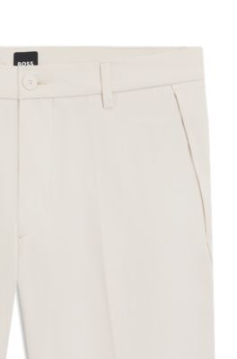 Regular-fit trousers in comfort satin, White