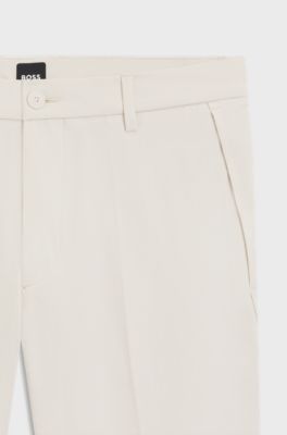 Regular-fit trousers in comfort satin, White