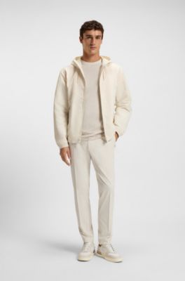 Regular-fit trousers in comfort satin, White