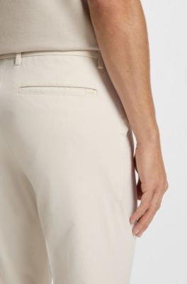Regular-fit trousers in comfort satin, White