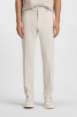 Regular-fit trousers in comfort satin, Natural