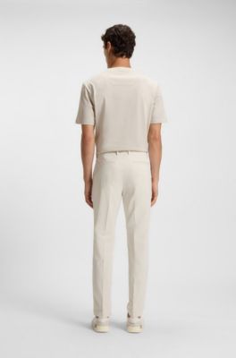 Regular-fit trousers in comfort satin, White