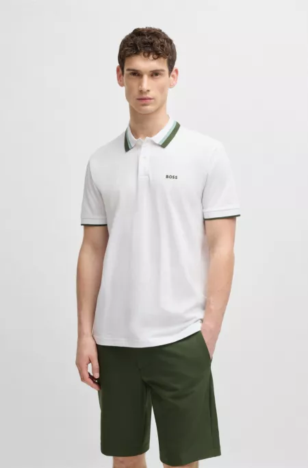 Paddy active polo shirt with contrast stripes