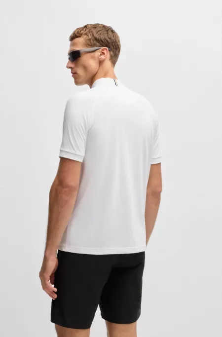 Active cotton-blend polo shirt with block stripe