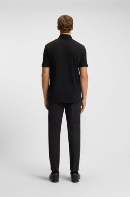 Cotton-jersey polo shirt with golf artwork, Black