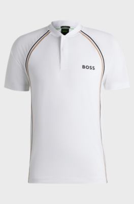 Active slim-fit polo shirt in super-stretch mesh, White