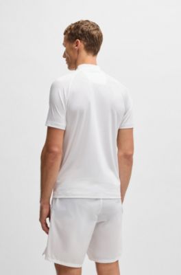 Active slim-fit polo shirt in super-stretch mesh, White