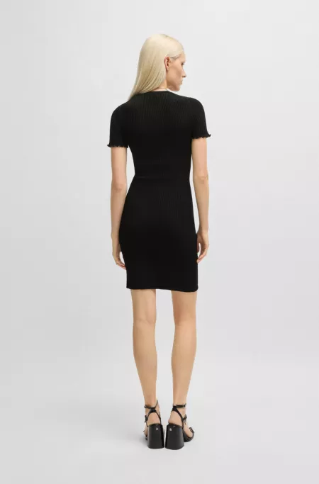 V-neck tube dress with gathered front
