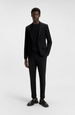 Slim-fit suit in seersucker, Black