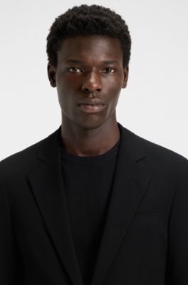 Slim-fit suit in seersucker, Black