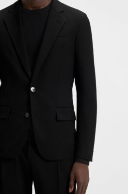 Slim-fit suit in seersucker, Black