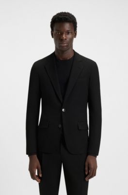 Slim-fit suit in seersucker, Black