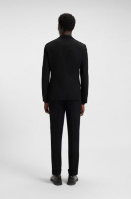 Slim-fit suit in seersucker, Black
