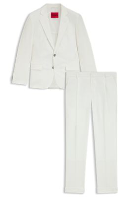 Slim-fit suit in seersucker, White
