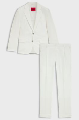 Slim-fit suit in seersucker, Natural