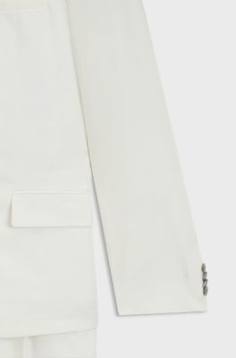Slim-fit suit in seersucker, Natural