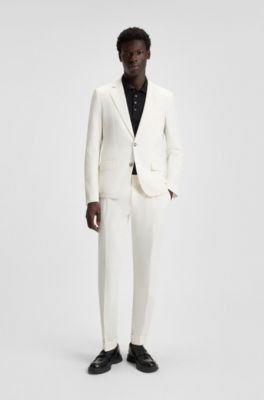 Slim-fit suit in seersucker, Natural