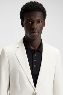 Slim-fit suit in seersucker, Natural