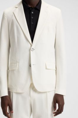 Slim-fit suit in seersucker, Natural