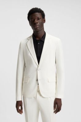 Slim-fit suit in seersucker, Natural