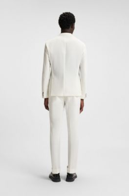Slim-fit suit in seersucker, Natural