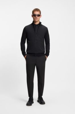 Tapered-fit trousers with water-repellent finish, Black