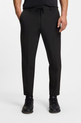 Tapered-fit trousers with water-repellent finish, Black