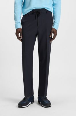 Tapered-fit trousers with water-repellent finish, Dark Blue
