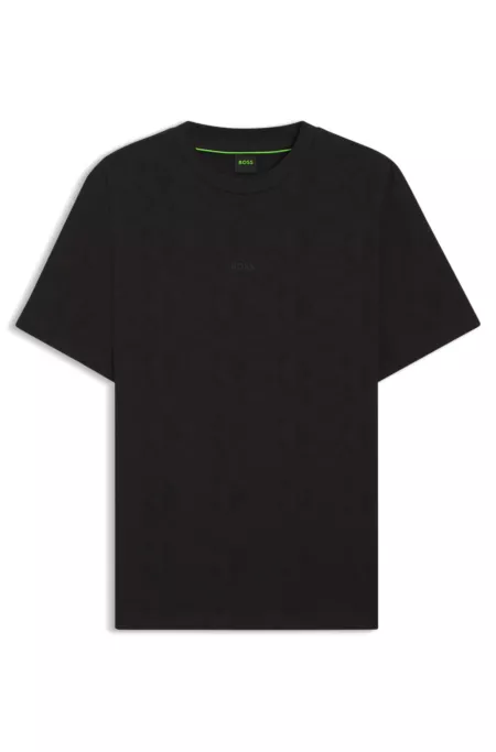 Cotton-jacquard T-shirt with logo detail