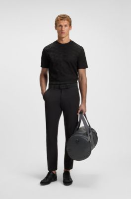 Cotton-jacquard T-shirt with logo detail, Black