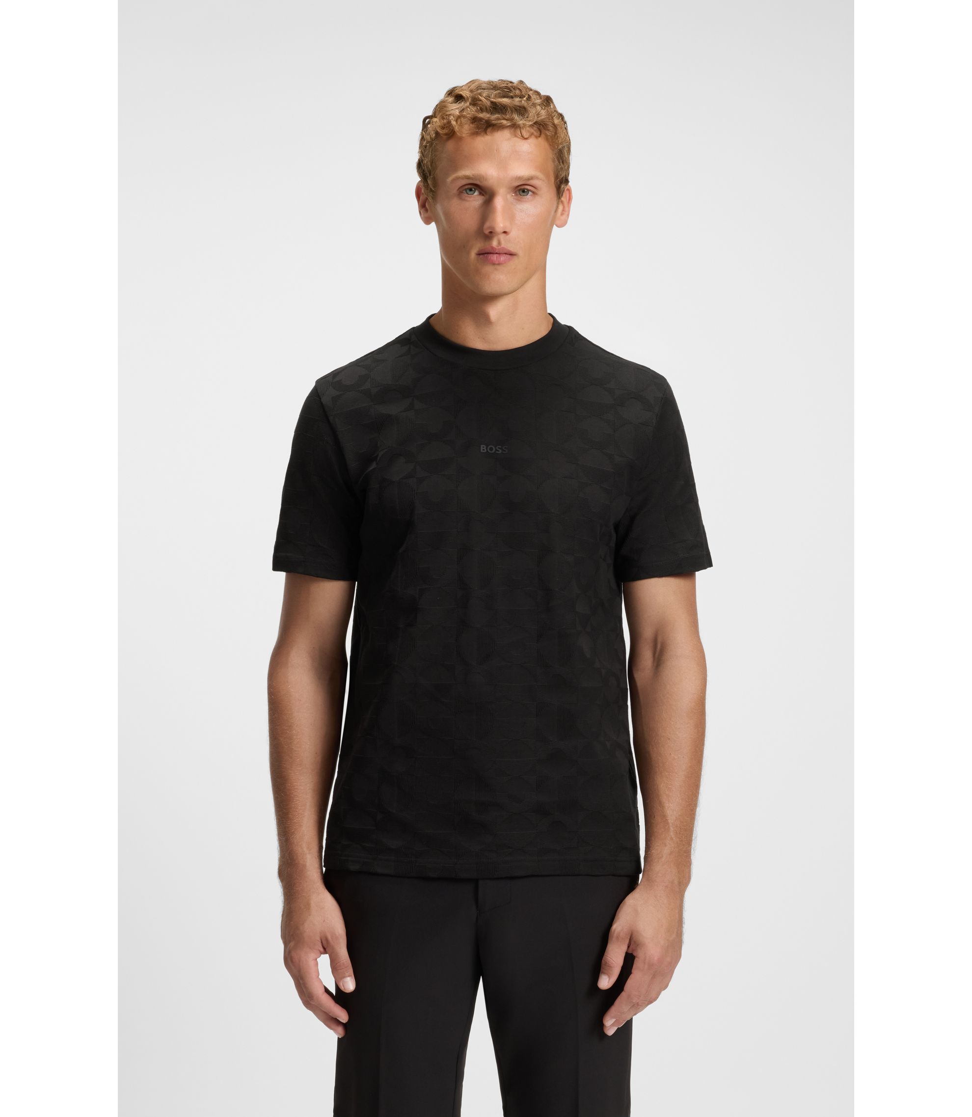 BOSS - Relaxed-fit T-shirt in cotton with circle jacquard