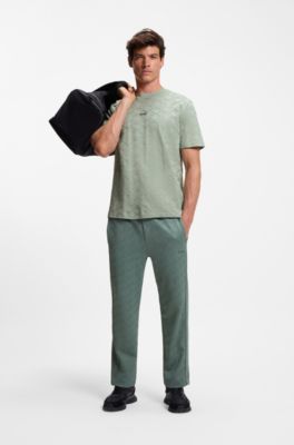 Cotton-jacquard T-shirt with logo detail, Light Green