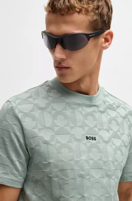 Relaxed-fit T-shirt in cotton with circle jacquard