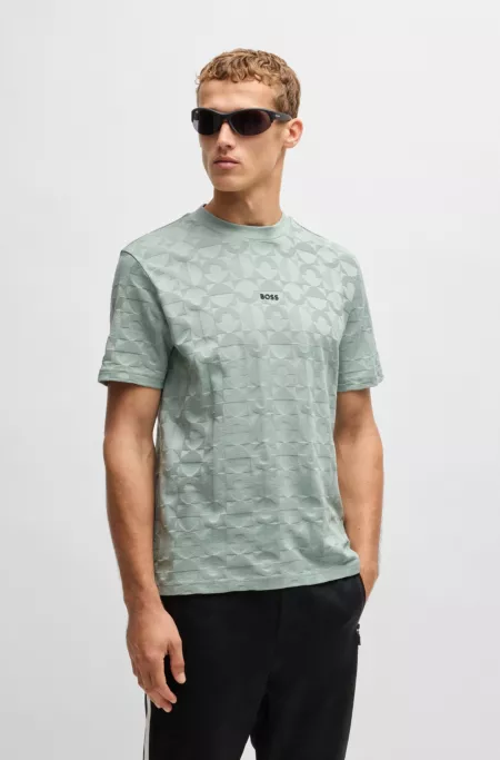 Relaxed-fit T-shirt in cotton with circle jacquard