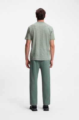 Cotton-jacquard T-shirt with logo detail, Light Green