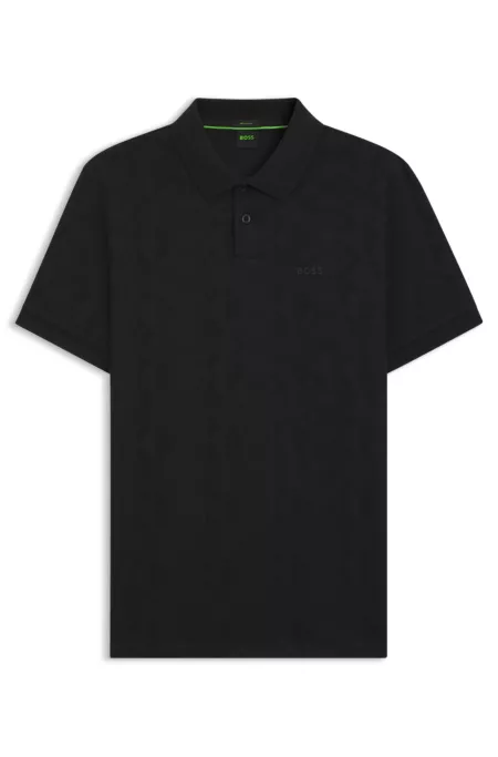 Cotton polo shirt with circle jacquard