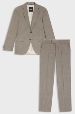 Regular-fit suit in patterned stretch cloth, Beige