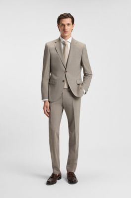 Regular-fit suit in patterned stretch cloth, Beige