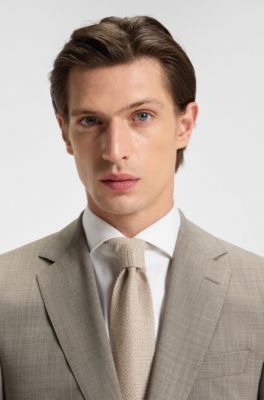 Regular-fit suit in patterned stretch cloth, Beige