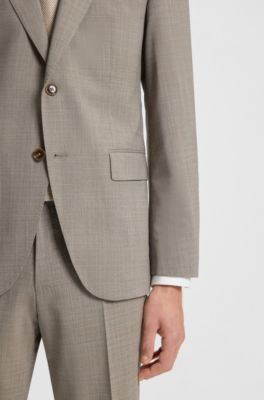 Regular-fit suit in patterned stretch cloth, Beige