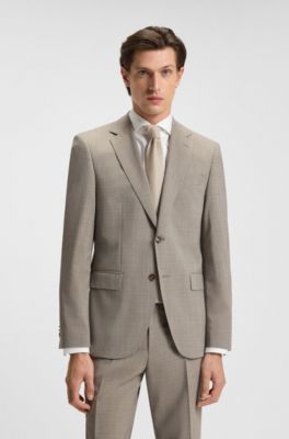 Regular-fit suit in patterned stretch cloth, Beige