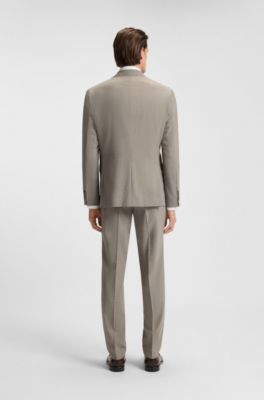 Regular-fit suit in patterned stretch cloth, Beige