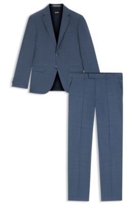 Regular-fit suit in patterned stretch cloth, Dark Blue