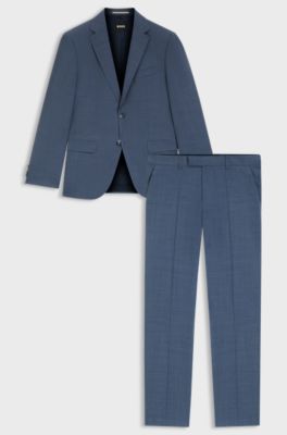 Regular-fit suit in patterned stretch cloth, Dark Blue