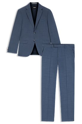 Regular-fit suit in patterned stretch cloth