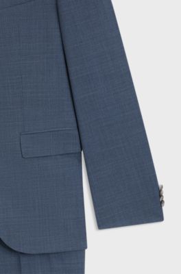 Regular-fit suit in patterned stretch cloth, Dark Blue