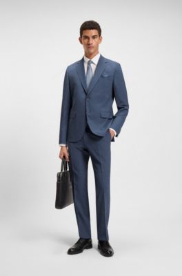 Regular-fit suit in patterned stretch cloth, Dark Blue