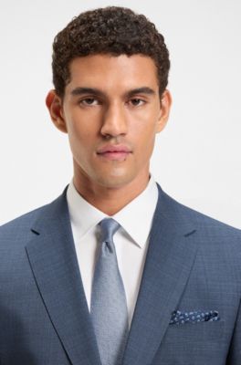 Regular-fit suit in patterned stretch cloth, Dark Blue