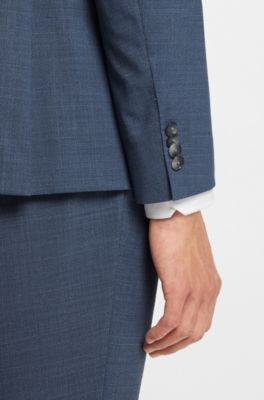 Regular-fit suit in patterned stretch cloth, Dark Blue